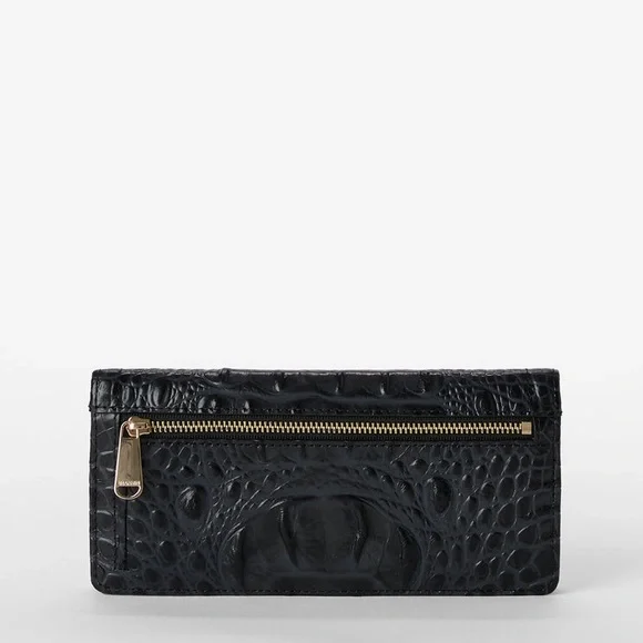 BRAHMIN Ady Slim Wallet Croc Embossed Continental Leather Black Melbourne $145 - Picture 11 of 13